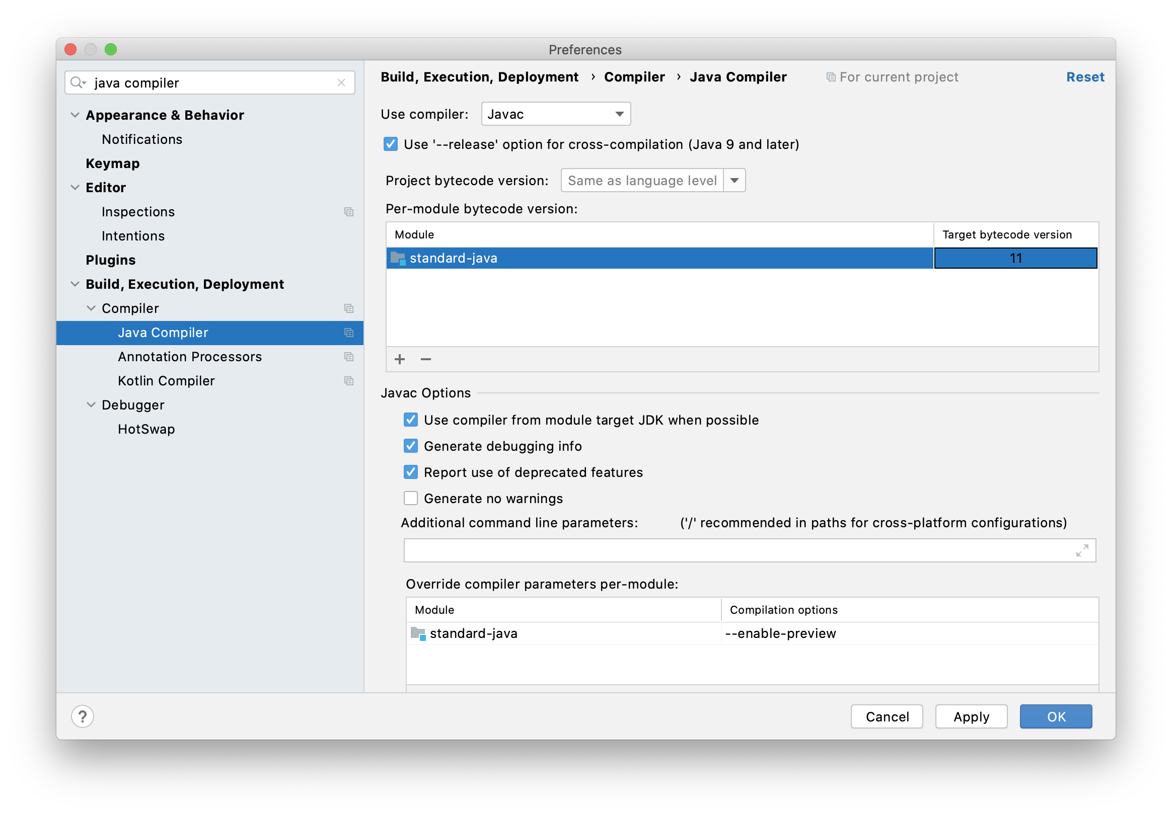 Java Compiler Setting